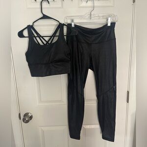 CRZ YOGA Black Pants & Crop Top Set